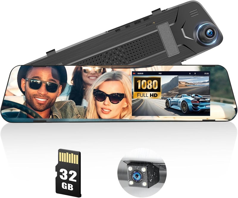 AMprime Mirror Dash Cam for Cars,4.5" Rear View Mirror 1080P Front and Rear View Dual Cameras,Super Night Vision,Parking Assistance,G-Sensor,24H Parking Monitor,Waterproof Backup Camera Free 32GB Card - Image 1